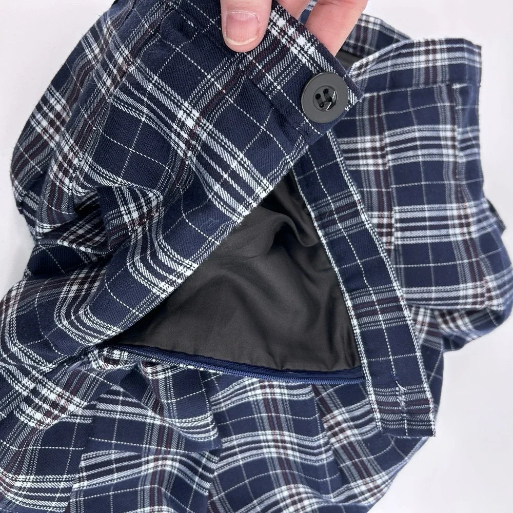 Y2K Plaid Pleated Dark Academia Mini Skort 28 Coquette Schoolgirl Preppy Kawaii